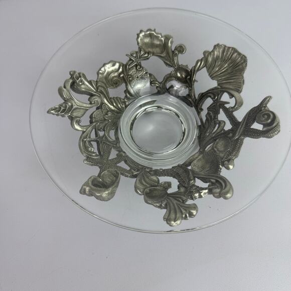 Seagull Canada Pewter Seashell Footed Plate/Bowl Stand Holder With bowl 7” HTF - Picture 1 of 16